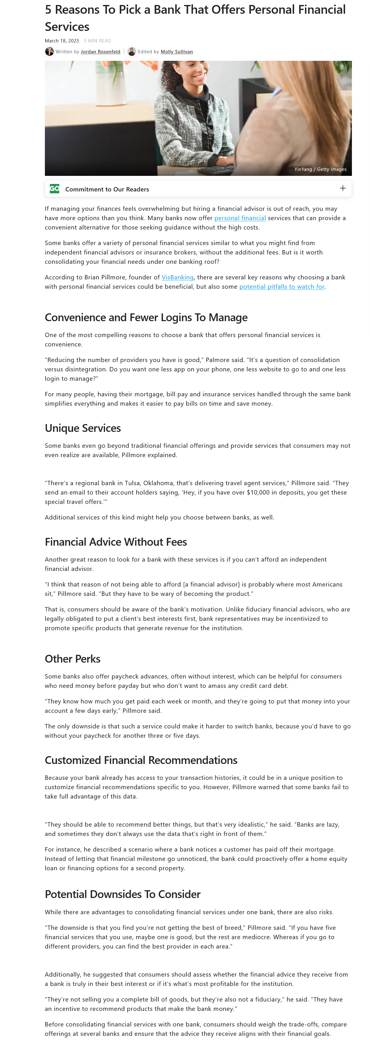 5 Reasons To Pick a Bank That Offers Personal Financial Services